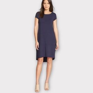 Eileen Fisher Women Shift Dress Oversized Tunic S Navy blue Short Sleeve Casual